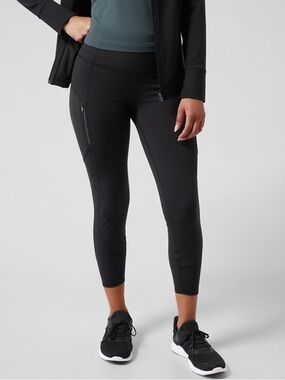 Athleta M/P Black Reflective Rainier Ankle Performance leggings